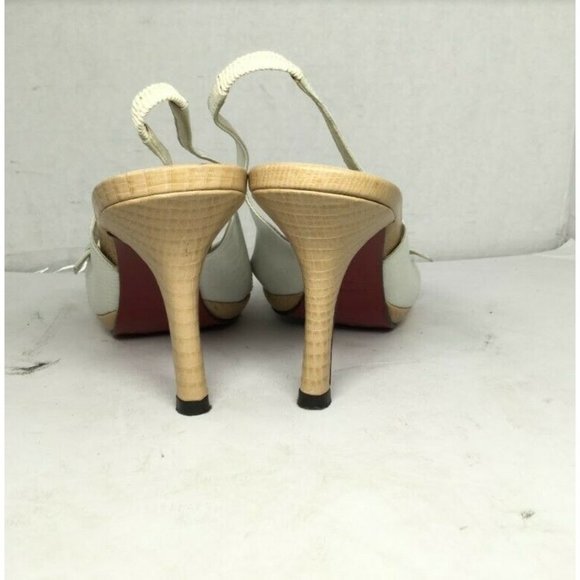 Tommy Hilfiger Women's Sandals Strappy Mid Heels White Tan Size 7 - Picture 3 of 10